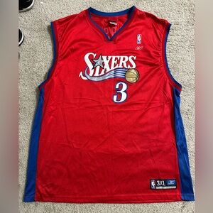 Sixers Iverson Reebok Red and Blue NBA Jersey 3XL GOOD CONDITION. Retro